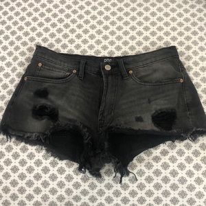 black denim shorts